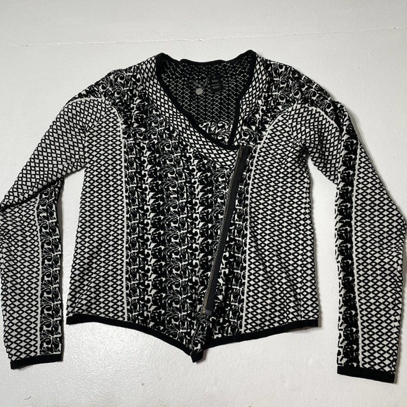 Womens Size Medium BKE‎ Boutique Full Zipup Mixed Print Sweater Zipper Blazer - Picture 12 of 12